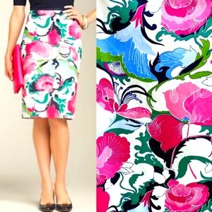 Talbots Breezy Colorful Floral Pencil Skirt